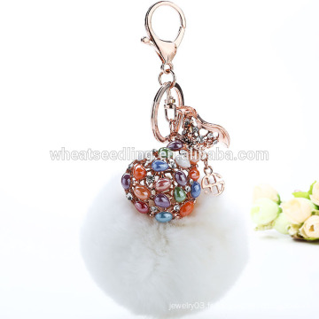 Fabricant de porcelaine grossiste fourrure pom pom porte-clés fur ball keychain pour bag charme